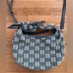 Blue Woven Crescent Shoulder Bag!
